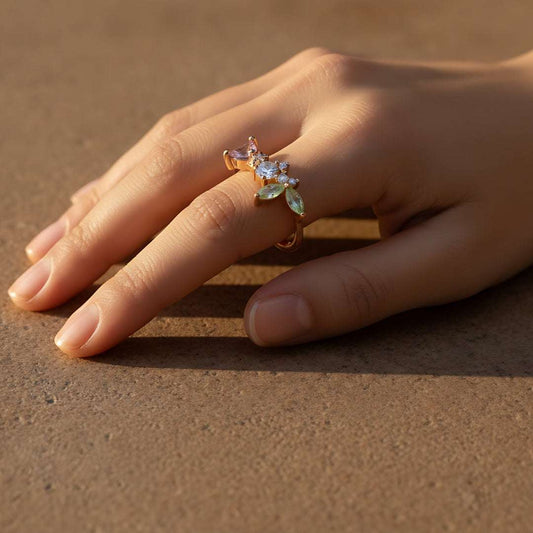 Butterfly Gold Plated Diamond Ring