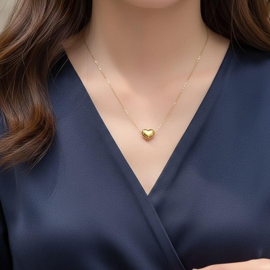 Minimal Gold Heart Pendant Necklace for Everyday Wear
