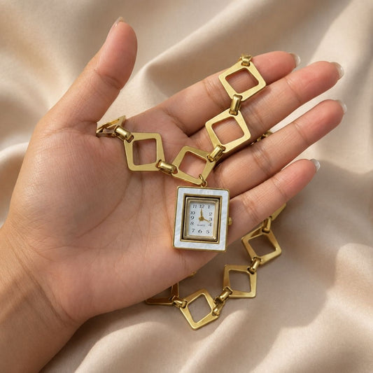 Minimal Square Dial Bracelet Watch – Gold Finish