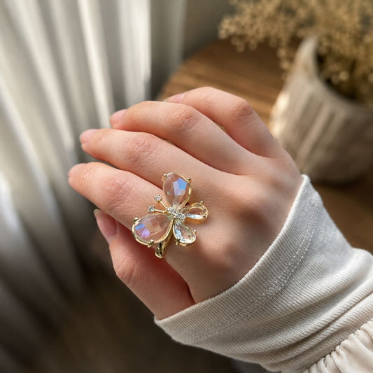 Big Crystal Butterfly Ring