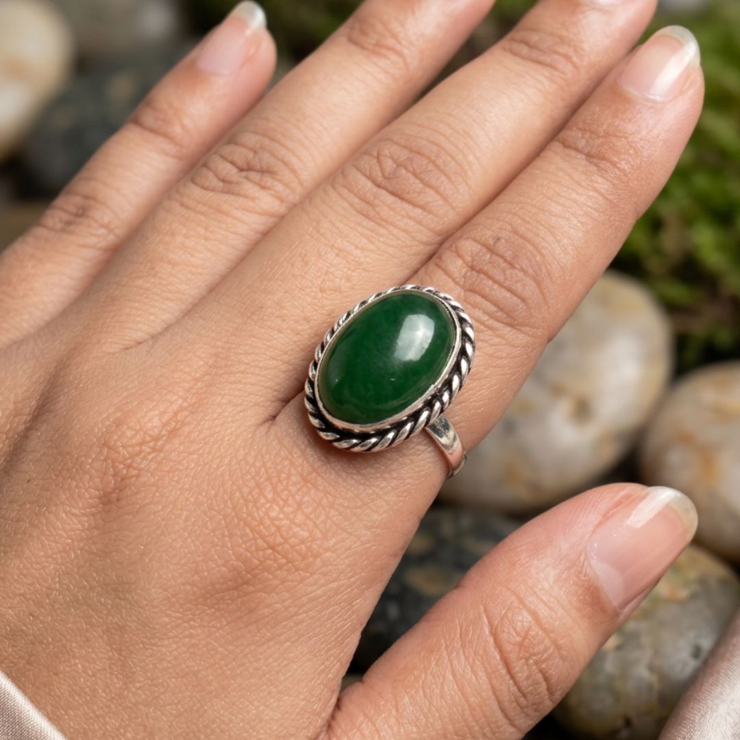 Vintage Lapis Green Stone Silver Ring