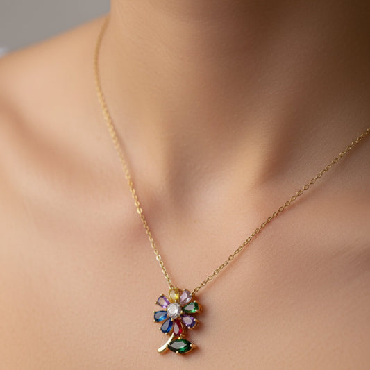 Radiant Multicolor Anti-Tarnish Diamond Pendant