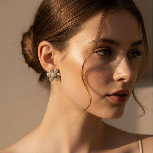 American Diamond Flower Stud Earrings