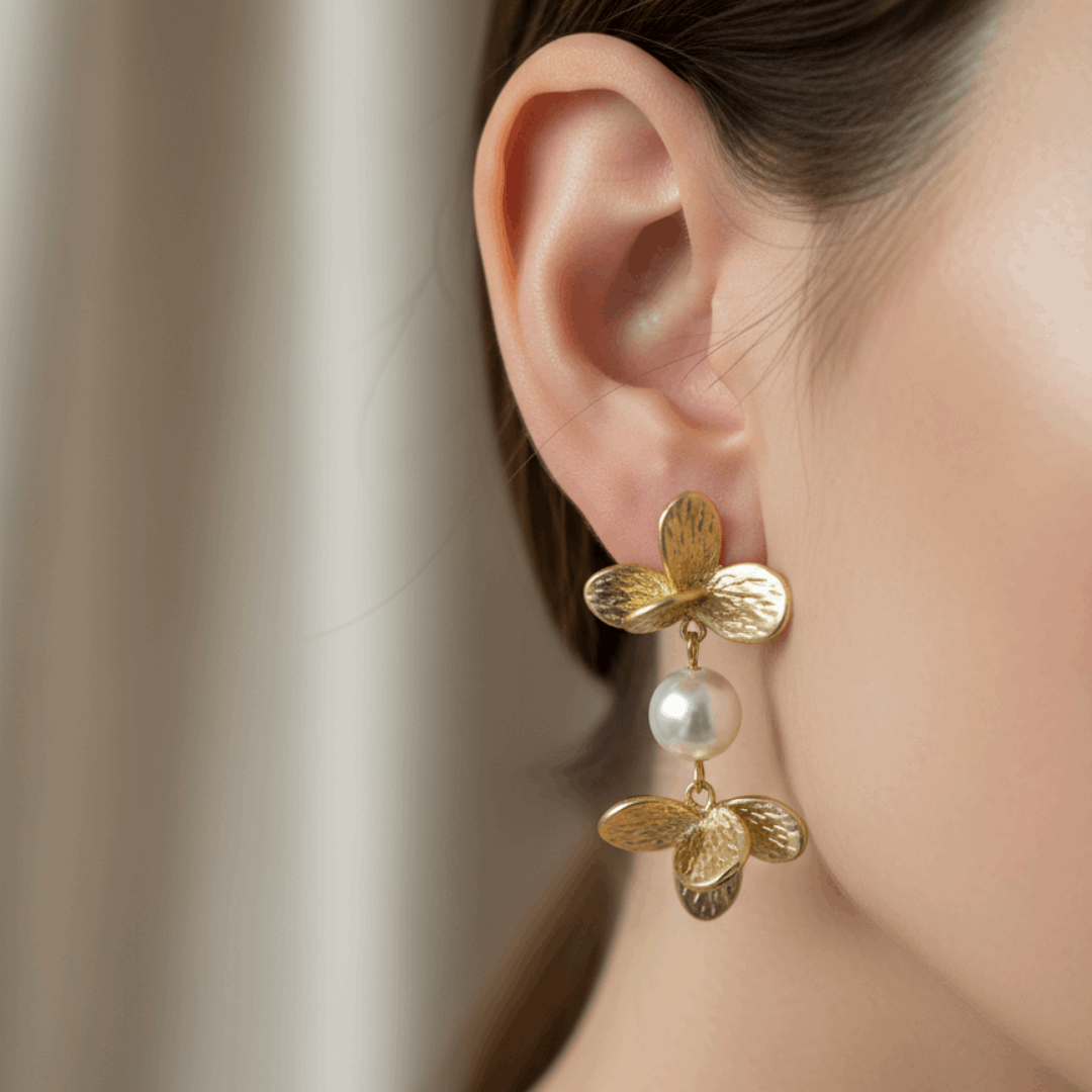 Gold Butterfly Chandelier Tassel Earrings