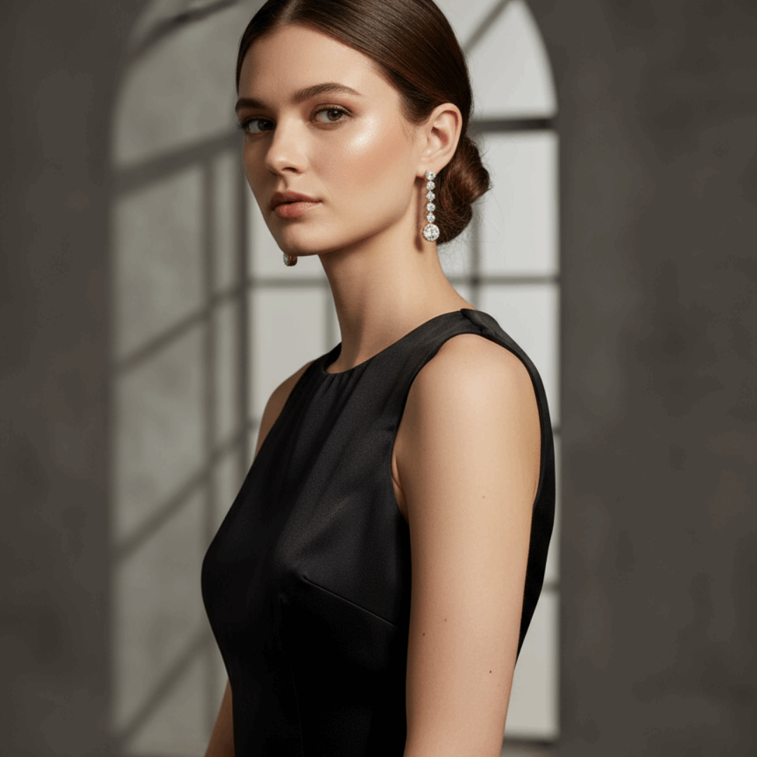 Gold Linear CZ Drop Earrings