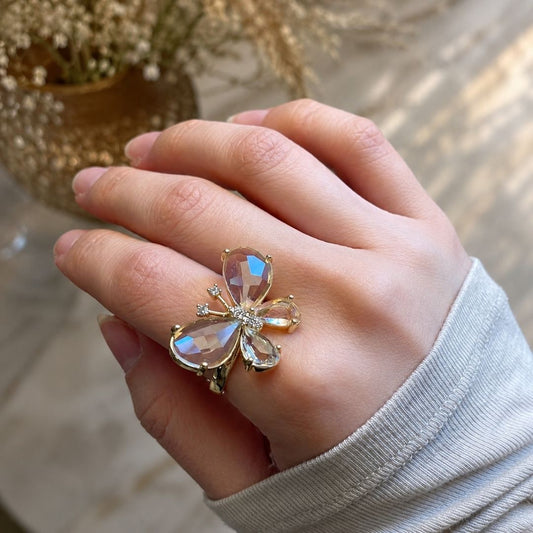 Big Crystal Butterfly Ring