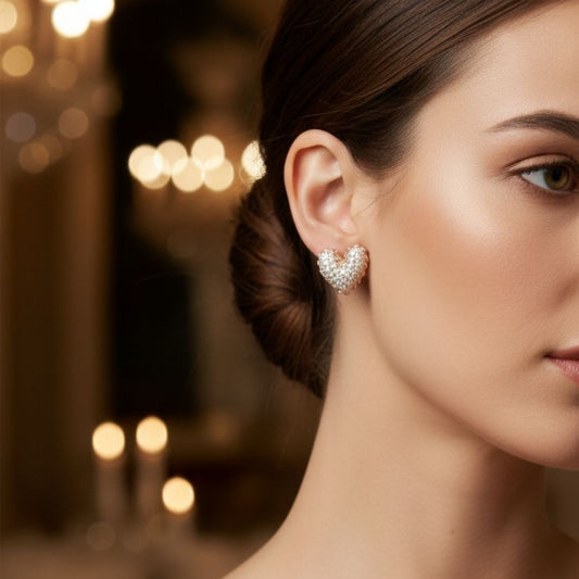 Sparkling Heart American Diamond Earrings