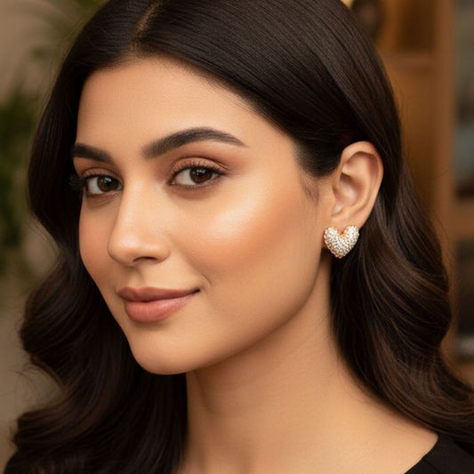 Sparkling Rose Gold Heart Earrings