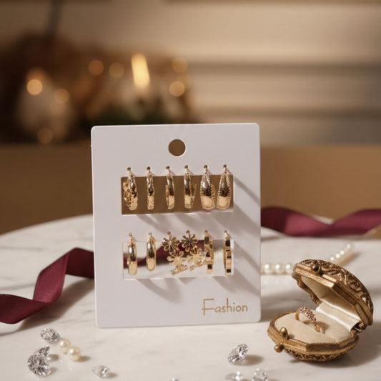 Trendy Gold Hoop Earrings Set – Everyday & Party Wear Combo