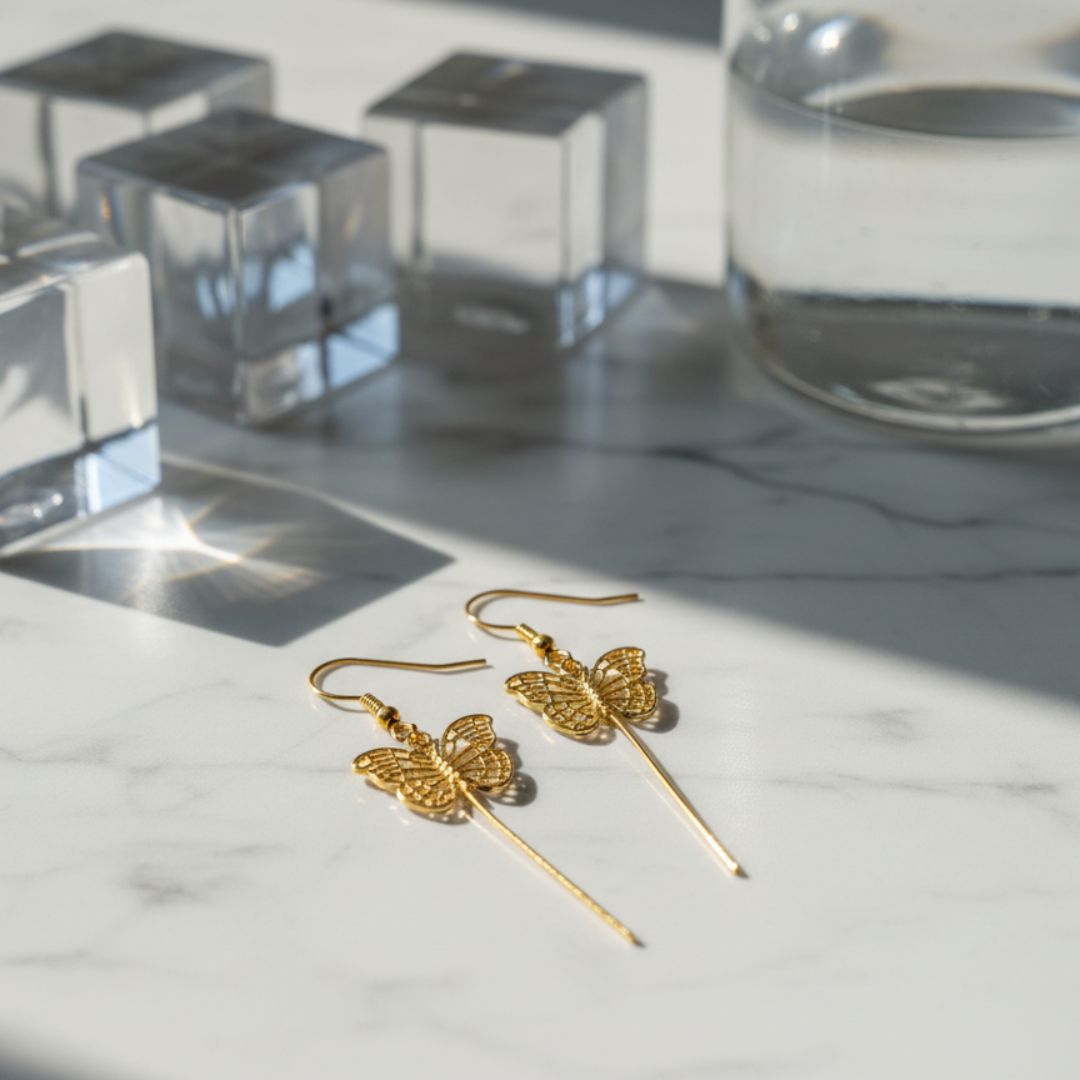 Anti-Tarnish Premium Butterfly Dangle Earrings