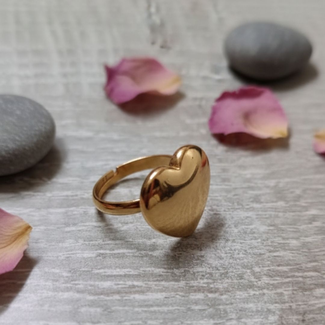 18K Gold Plated Anti‑Tarnish Heart Ring for Women
