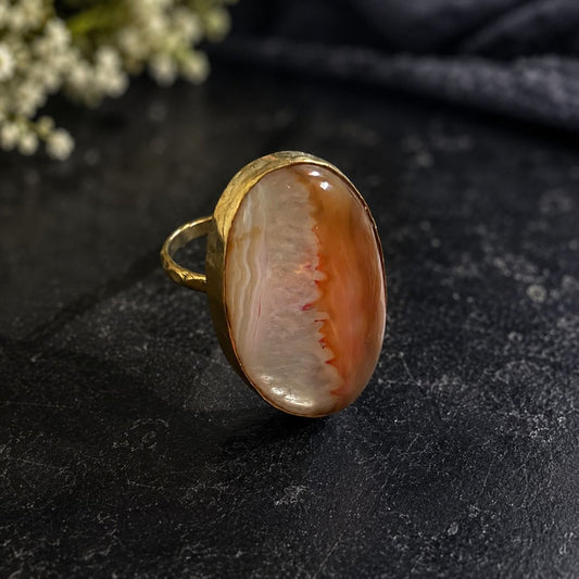 Carnelian Agate Druzy Statement Ring