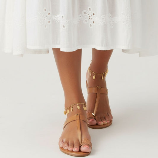 Elegant Leaf Drop Anklet | Lightweight Gold Finish Foot Jewelry