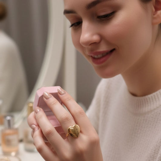 18K Gold Plated Anti‑Tarnish Heart Ring for Women