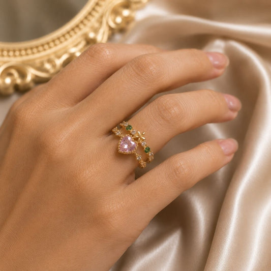 Heart Crystal Adjustable Ring