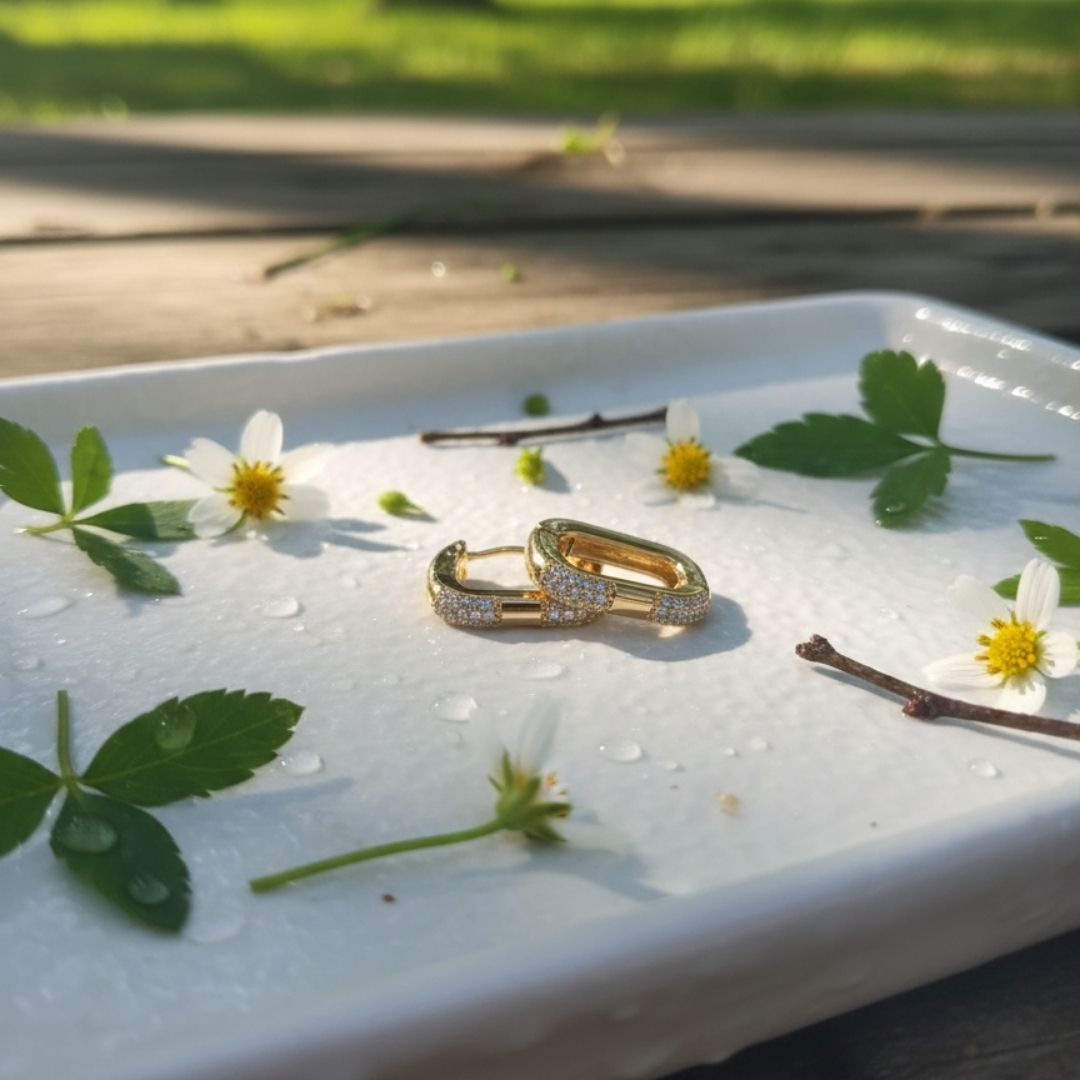 18K Gold Plated Anti-Tarnish Crystal Huggie Earrings