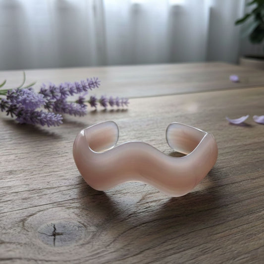 Blush Pink Resin Wave Bangle Bracelet for Women – Minimal Cuff