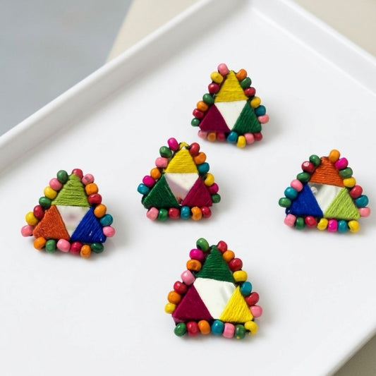 Handmade Multicolor Thread & Mirror Work Statement Ring