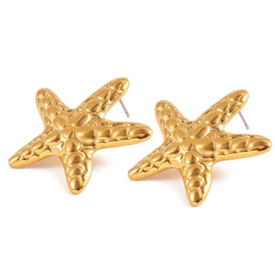 Gold Plated Starfish Stud Earrings