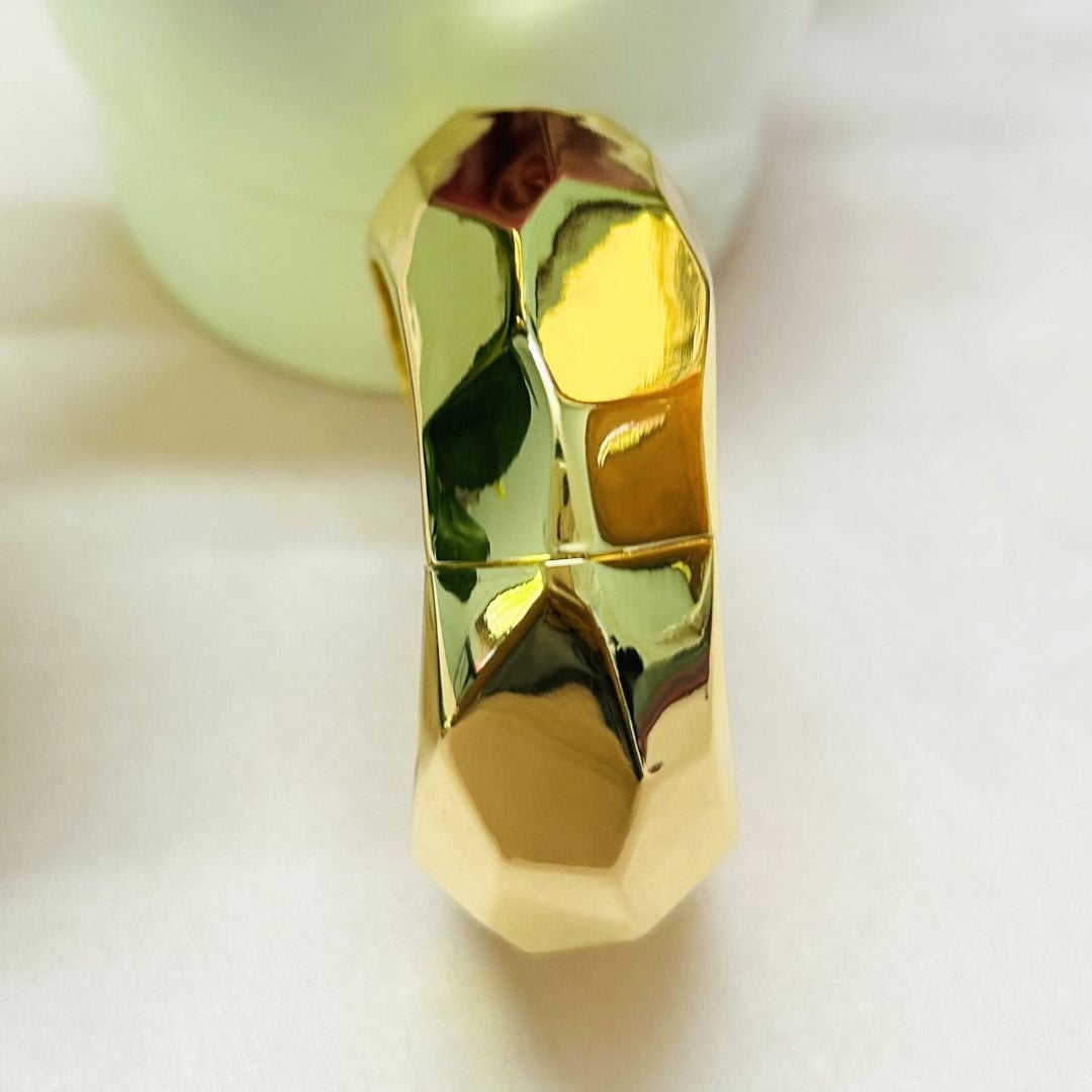 Faceted Gold Plated Cuff Bracelet