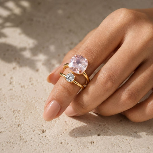 Blush Radiance Double Crystal Ring