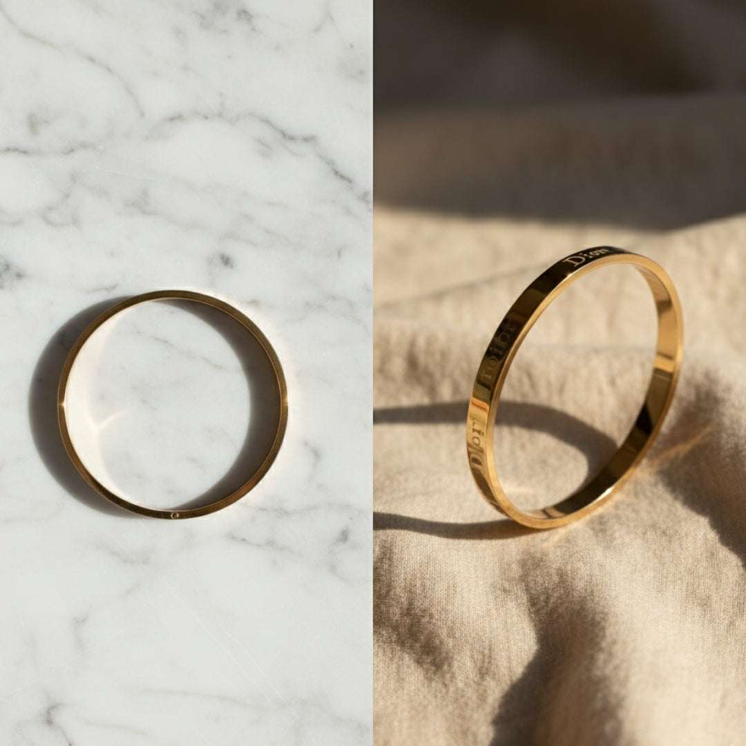 Rose Gold Dior Engraved Bracelet | Chic Luxury Bangle