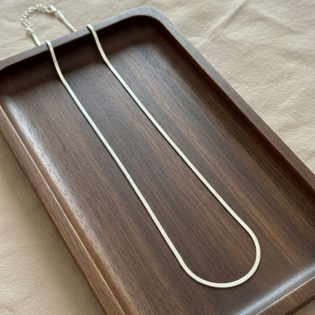 Minimalist Oxidised Silver Chain Necklace