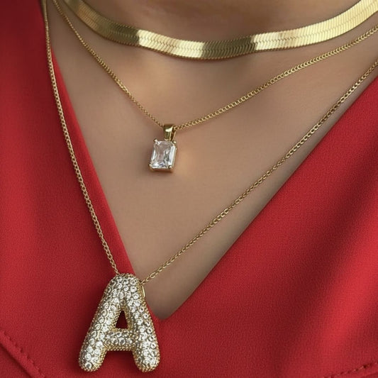 A Letter Diamond Necklace – Gold Plated Alphabet Pendant, Anti Tarnish