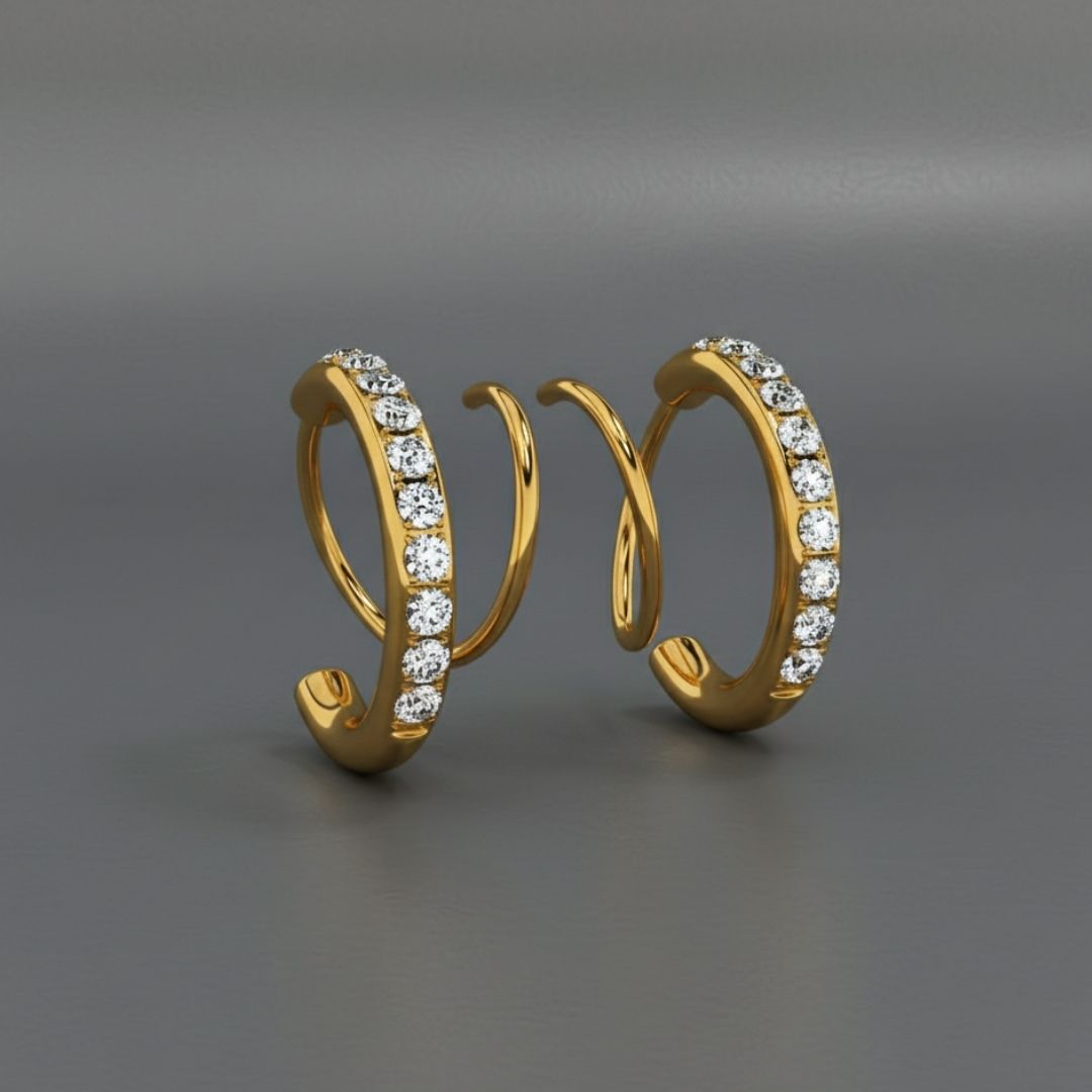 Anti-Tarnish 18K Gold Plated Diamond-Style Hoop Earrings