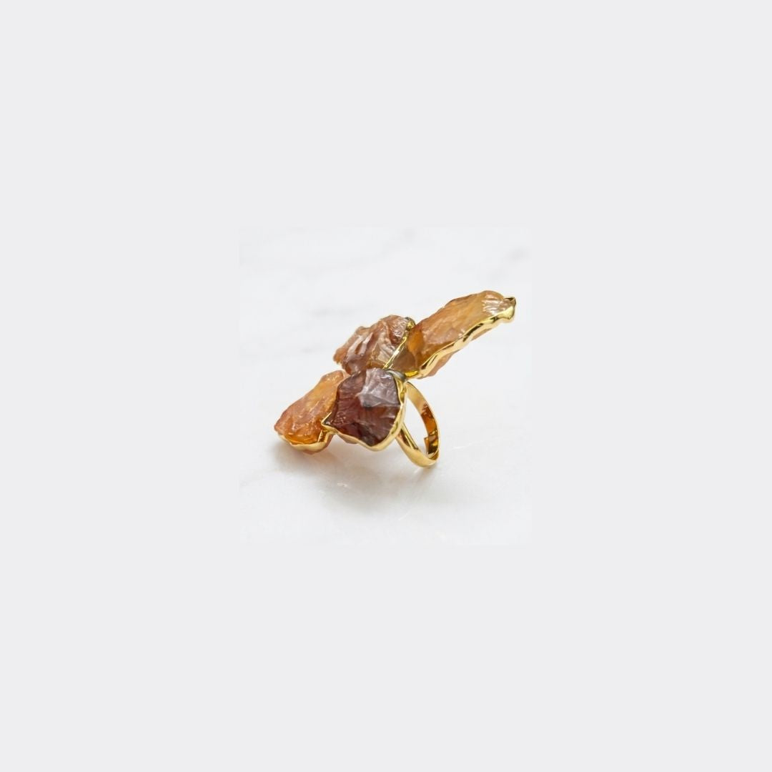 Blush Quartz Petal Statement Ring in Gold Vermeil