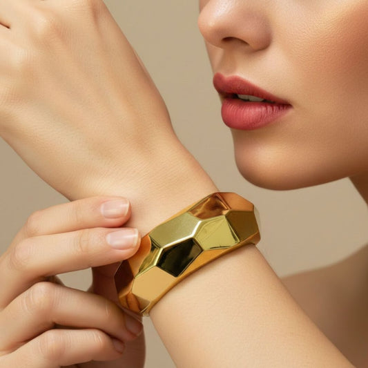 Faceted Gold Plated Cuff Bracelet