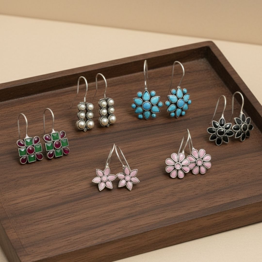 Pink Daisy Silver Hook Earrings – Floral Handmade Jewelry