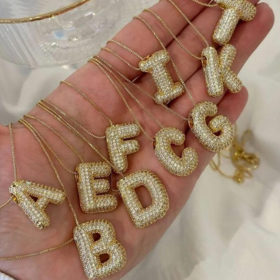 K Letter Diamond Necklace – Gold Plated Pavé Alphabet Pendant