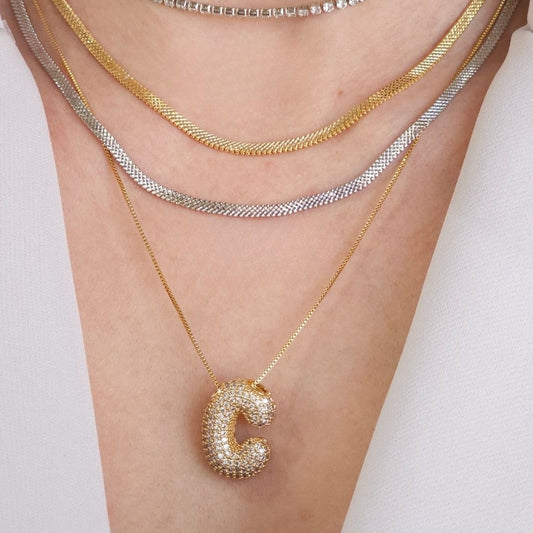 C Letter Diamond Necklace – Gold Plated Alphabet Pendant, Anti Tarnish