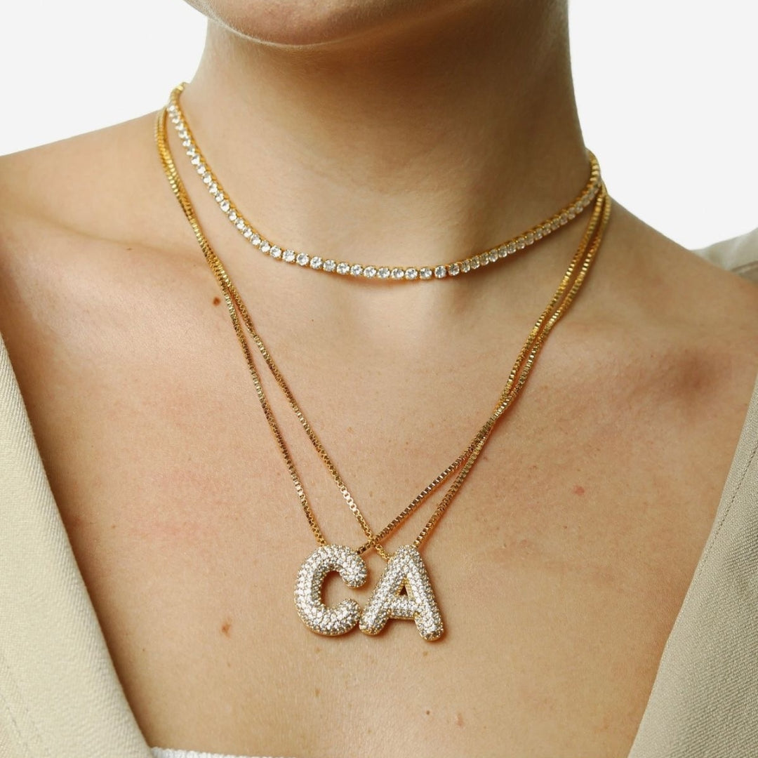 C Letter Diamond Necklace – Gold Plated Alphabet Pendant, Anti Tarnish