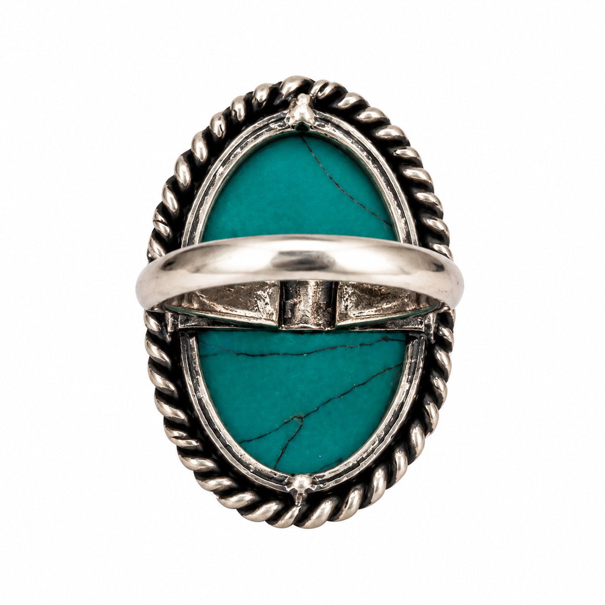 Oxidised Silver Turquoise Stone Statement Ring