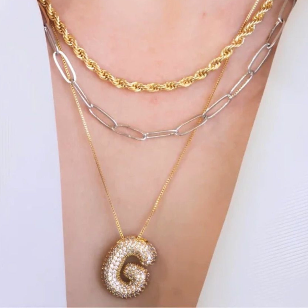 G Letter Diamond Necklace – Gold Plated Pavé Alphabet Pendant