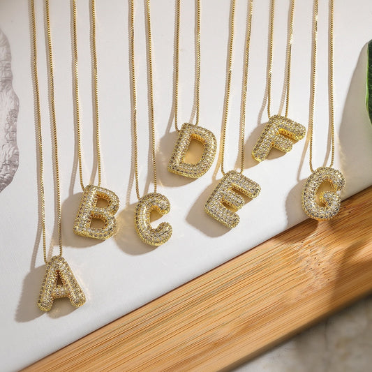 P Letter Diamond Necklace – Gold Plated Pavé Alphabet Pendant
