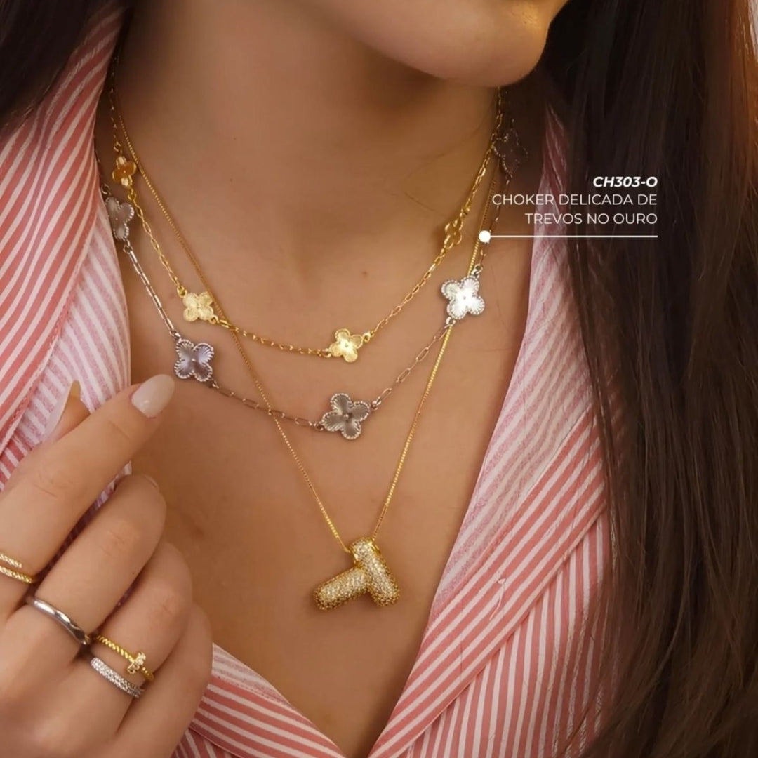 T Letter Diamond Necklace – Gold Plated Pavé Alphabet Pendant