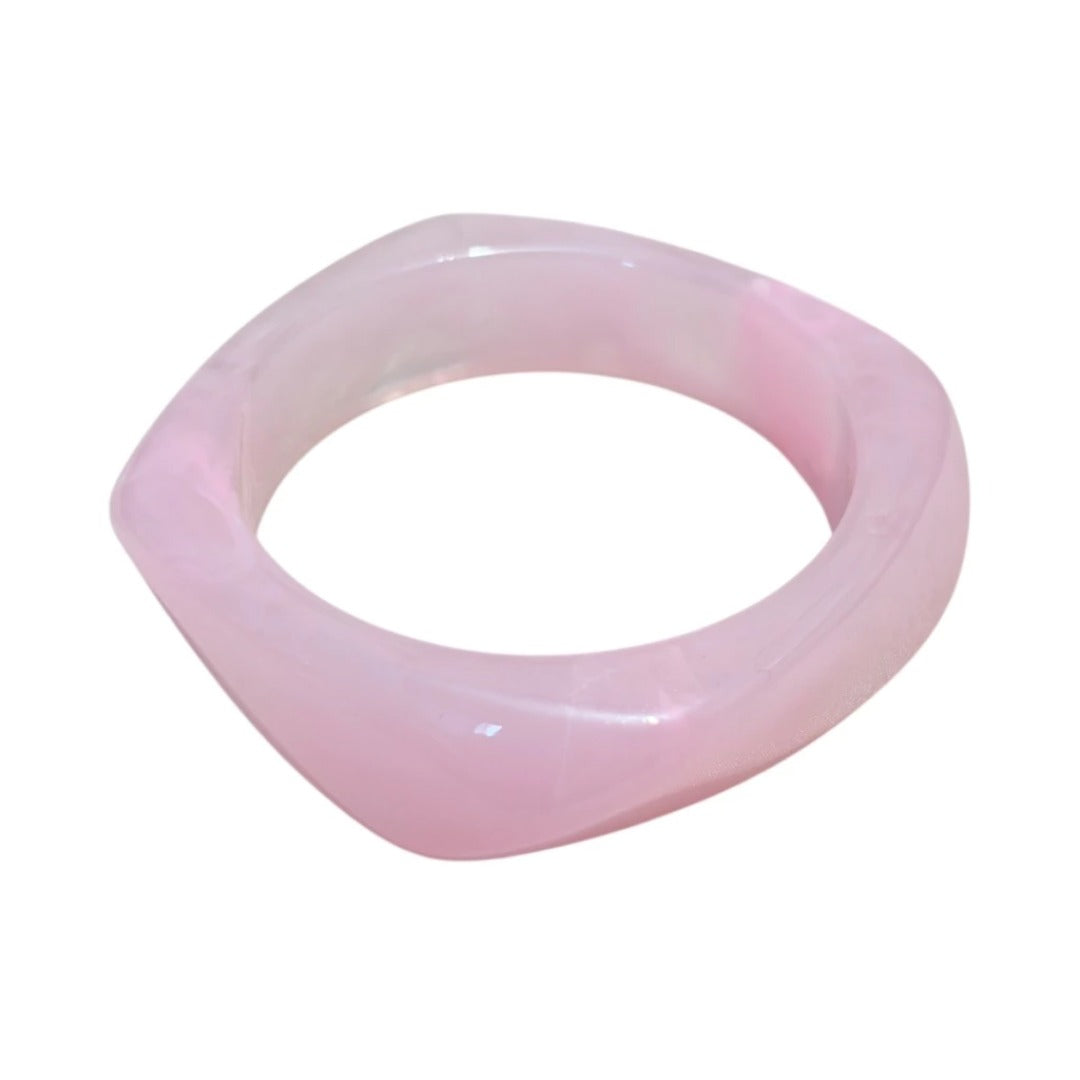 Chunky Resin Bangle Bracelet for Women - Pink