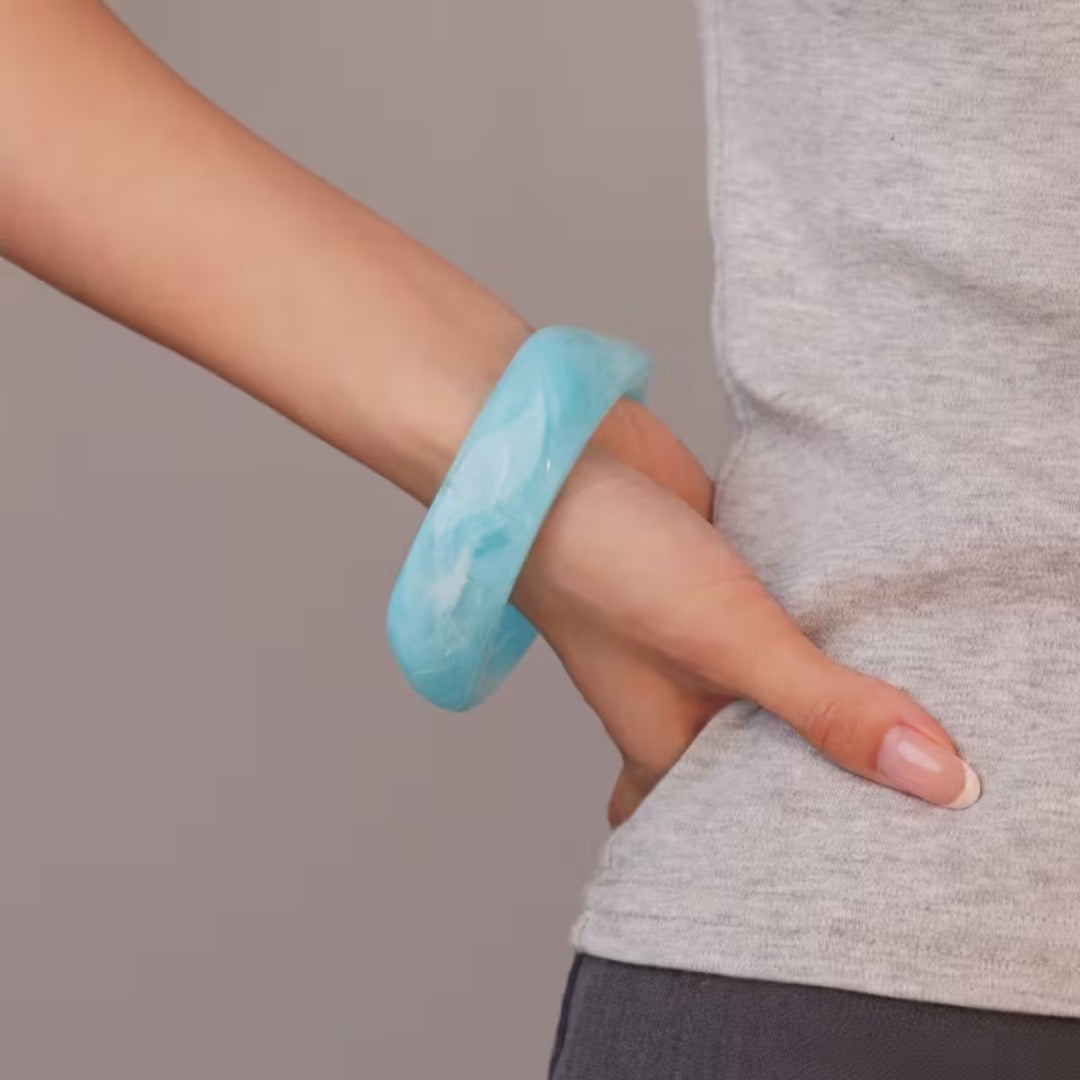 Chunky Resin Bangle Bracelet for Women - Sky Blue