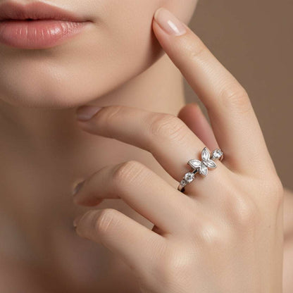 Silver Plated Butterfly Sparkle Ring