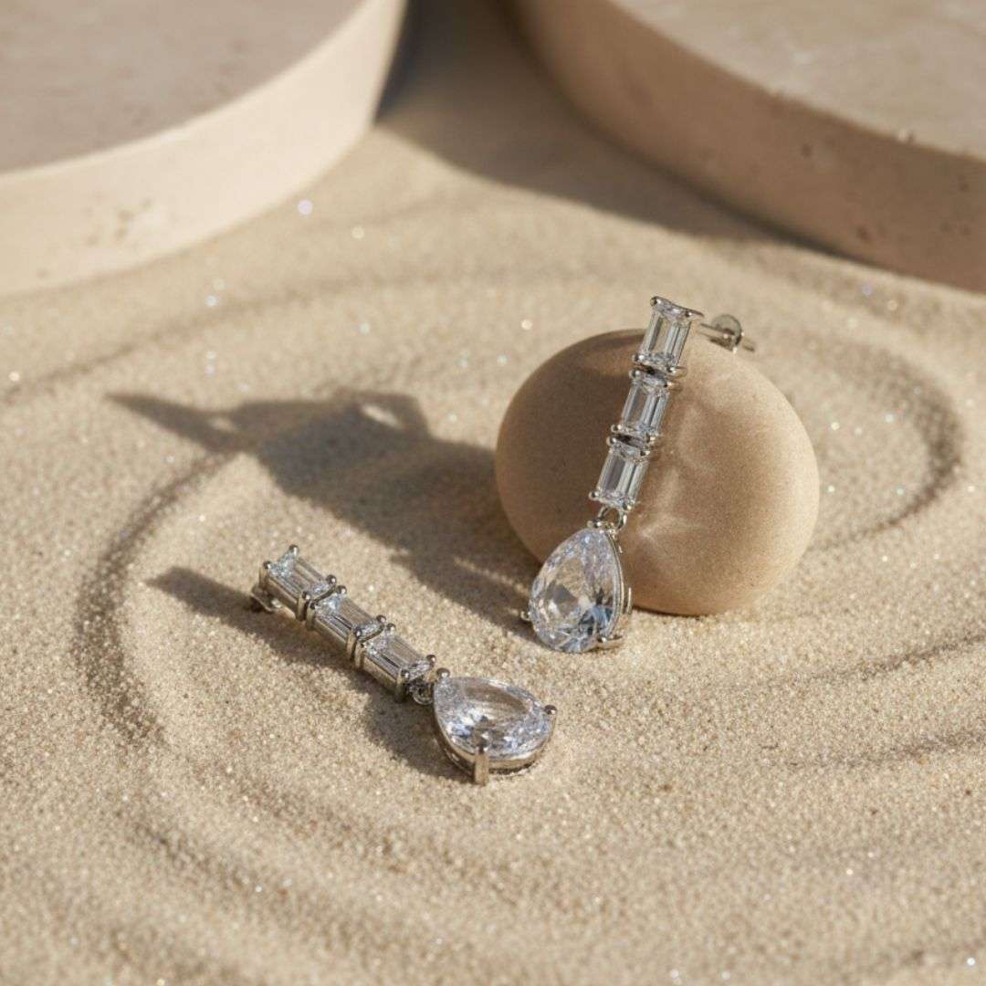 American Diamond Linear Classic Drop Earrings