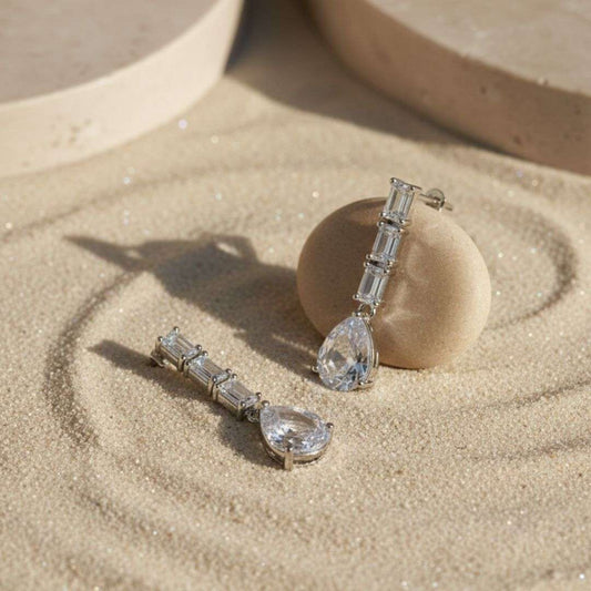 American Diamond Linear Classic Drop Earrings