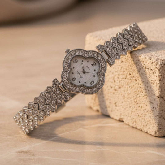 Designer Diamond Bangle Watch – Luxury Crystal Pavé Bracelet