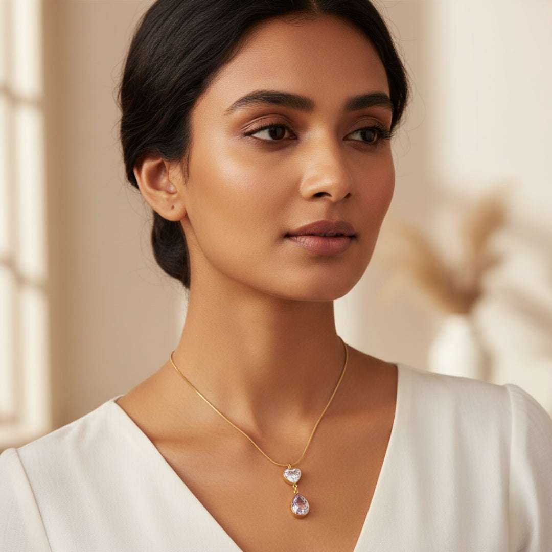 Anti-Tarnish Diamond Drop Pendant