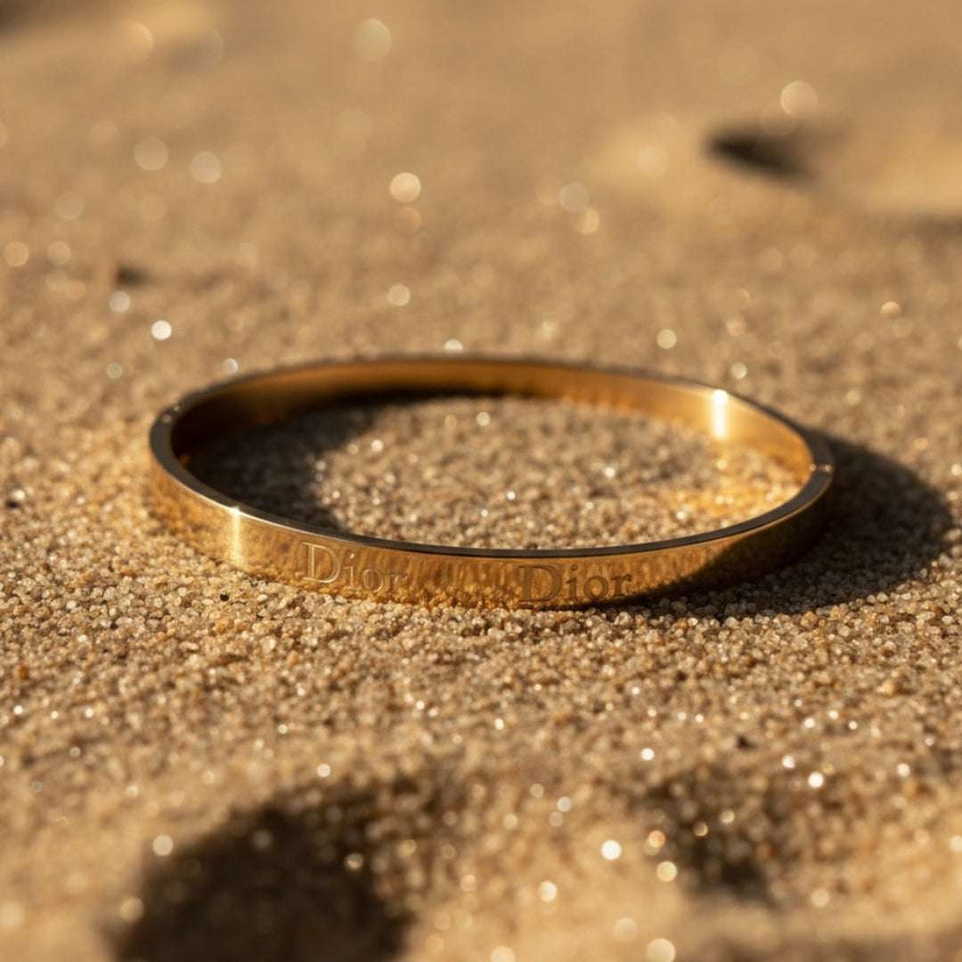 Rose Gold Dior Engraved Bracelet | Chic Luxury Bangle