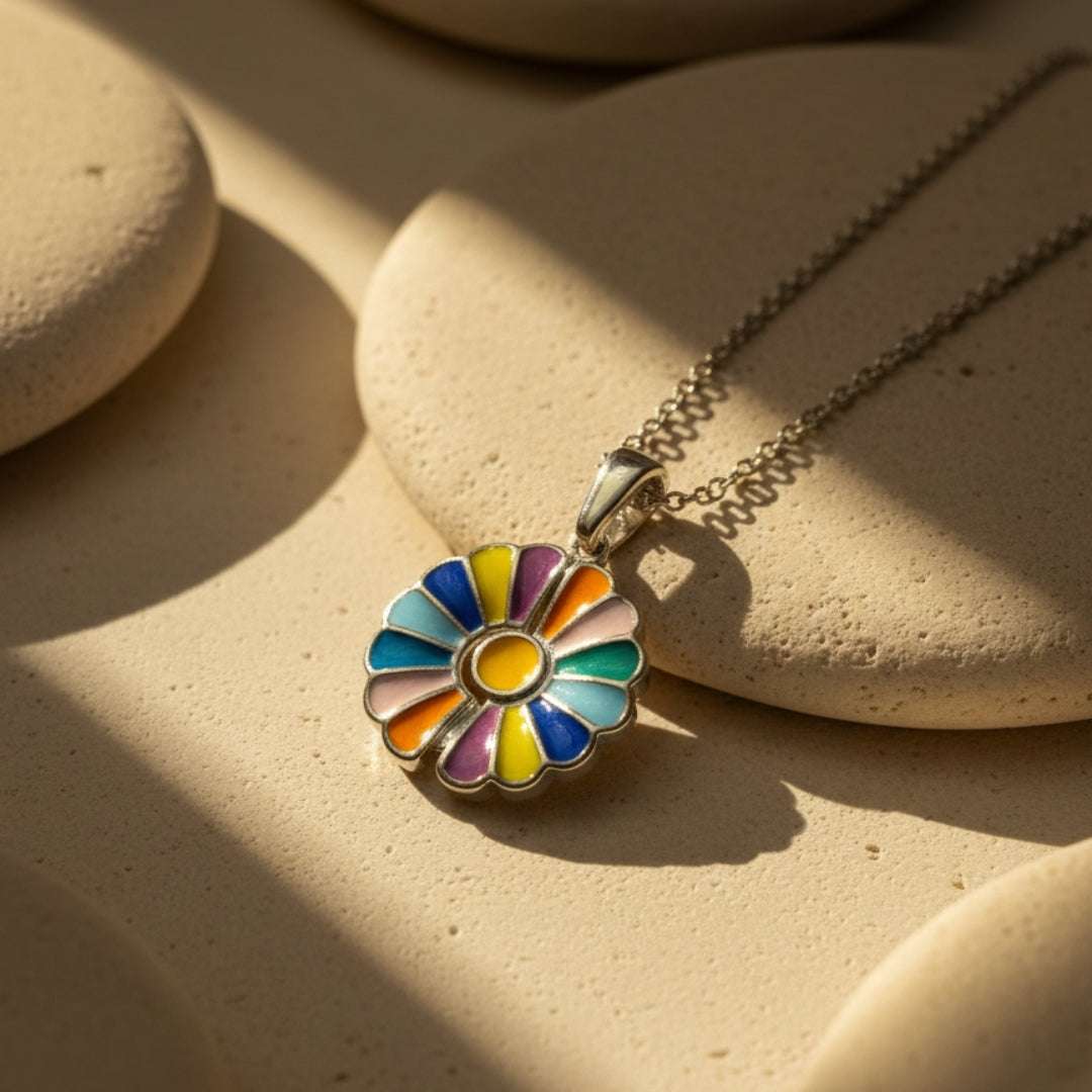 Vivid Multicolor Anti-Tarnish Flower Pendant Necklace