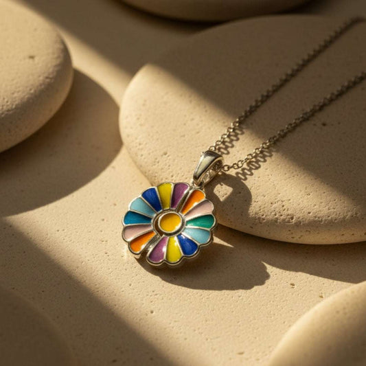 Vivid Multicolor Anti-Tarnish Flower Pendant Necklace