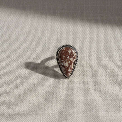 Teardrop Stone Oxidized Finger Ring – Handcrafted Vintage Style